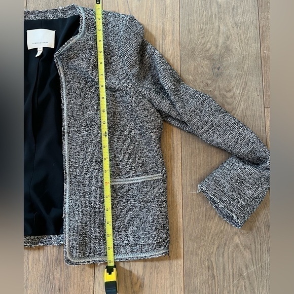 Rebecca Taylor tweed woven metallic accents blazer jacket black pink silver sz12 - Picture 2 of 6